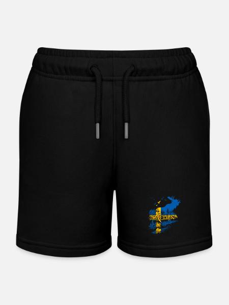 SUÈDE ORIGNAL DRAPEAU SUÉDOIS - Short de jogging enfant bio Stanley/Stella - noir