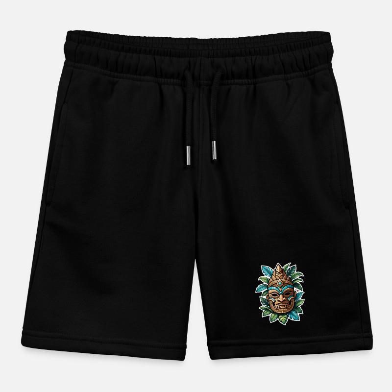 Tiki Beach - Polynesia Statue Kids Organic Sweat Shorts by Stanley/Stella