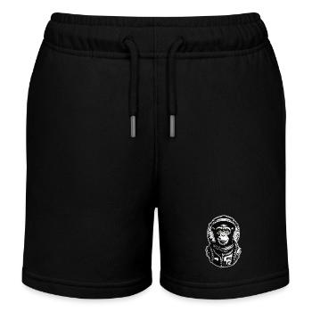 Monkey, Astronaut, Space, Cosmonaut, Animal Lover - Kids Organic Sweat Shorts by Stanley/Stella - black - Front