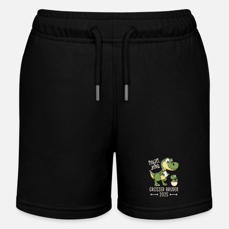 Großer Bruder 2025 Dino Einzelkind Dinosaurier - Kinder Organic Joggingshorts Mini Bolter von Stanley/Stella - Schwarz
