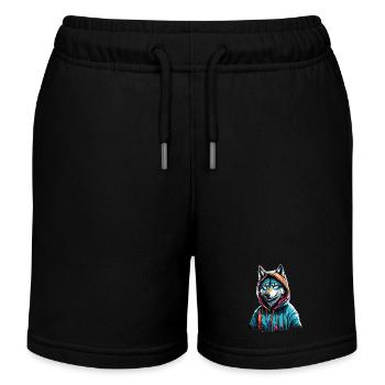 Coolest Wolf in Town - Kids Organic Sweat Shorts by Stanley/Stella - black - Front
