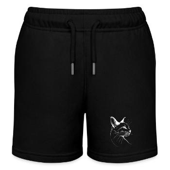 Cat, Cat Motif, Cat Face - Kids Organic Sweat Shorts by Stanley/Stella - black - Front