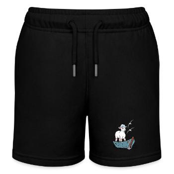 Moin maritim Schaf Boot Schafe Küste Boot - Kinder Organic Joggingshorts Mini Bolter von Stanley/Stella - Schwarz - Vorne