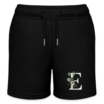 Green Botanical Letter E - Kids Organic Sweat Shorts by Stanley/Stella - black - Front