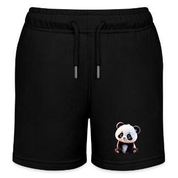 Baby Panda/ Pandabärchen - Kinder Organic Joggingshorts Mini Bolter von Stanley/Stella - Schwarz - Vorne