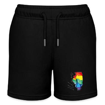 Illinois (États-Unis) | Drapeau réel | Texte LGBTQIA+ - Short de jogging enfant bio Stanley/Stella - noir - Devant