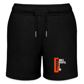Normal potato on the one. Saying Em2024 - Kids Organic Sweat Shorts by Stanley/Stella - black - Front