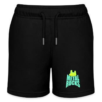 Heavy Metal Rocks Hard Rock Musik Text Spruch Logo - Kinder Organic Joggingshorts Mini Bolter von Stanley/Stella - Schwarz - Vorne