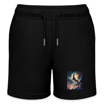 Santa's christmas reindeer - Kids Organic Sweat Shorts by Stanley/Stella - black - Front