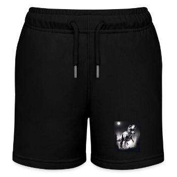 T-rex noir et blanc - Short de jogging enfant bio Stanley/Stella - noir - Devant