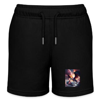 Dragon flying over the mountains - Kids Organic Sweat Shorts by Stanley/Stella - black - Front