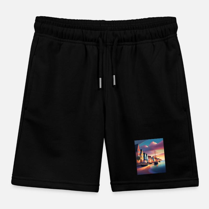 Denmark town harbour Kids Organic Sweat Shorts by Stanley/Stella