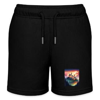 Gorgeous Romanian castle - Kids Organic Sweat Shorts by Stanley/Stella - black - Front