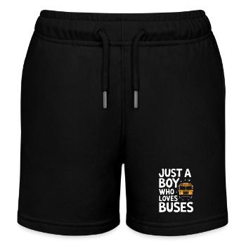 Bus Bus Driver School Bus - Kids Organic Sweat Shorts by Stanley/Stella - black - Front