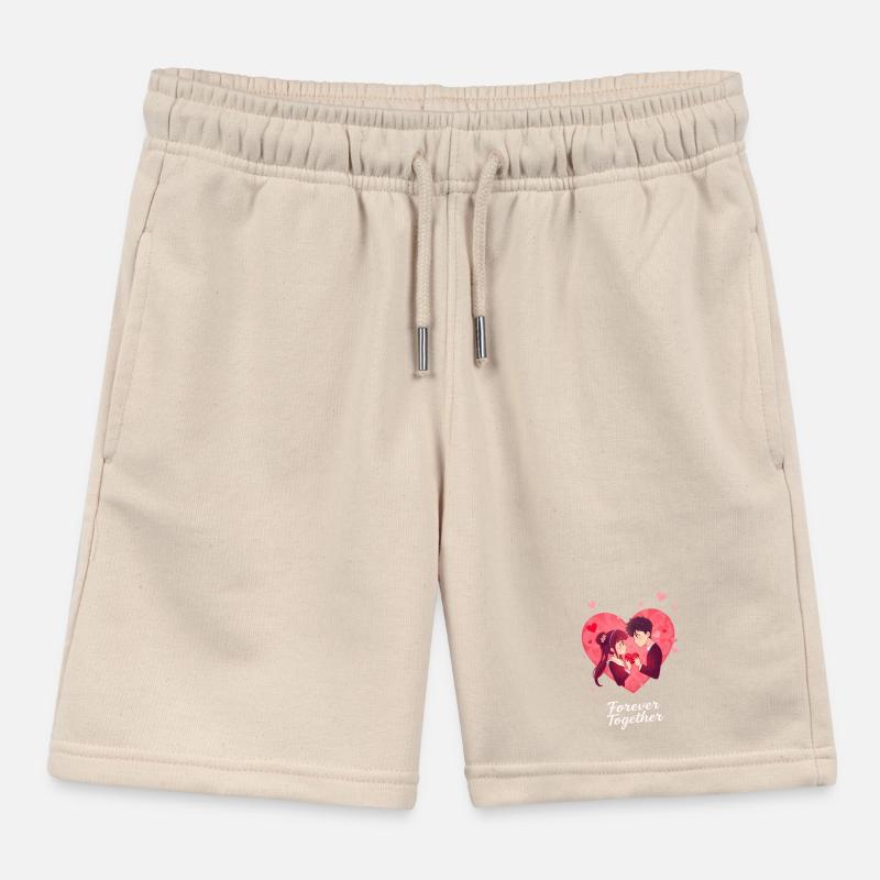 Anime Valentine's Day Design Kids Organic Sweat Shorts by Stanley/Stella