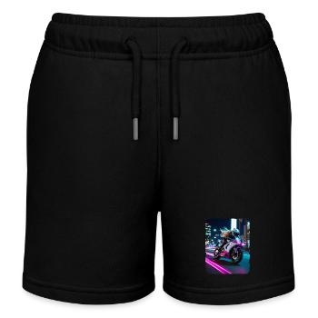 Femme à moto la nuit LA - Short de jogging enfant bio Stanley/Stella - noir - Devant
