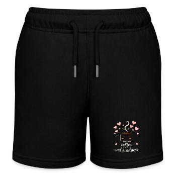 Je cours sur le café et la gentillesse Esthétique confortable mignon - Short de jogging enfant bio Stanley/Stella - noir - Devant
