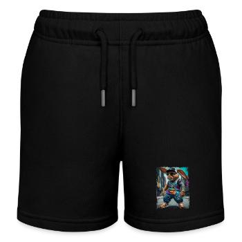 hip hop Rabbit rapper - Kids Organic Sweat Shorts by Stanley/Stella - black - Front