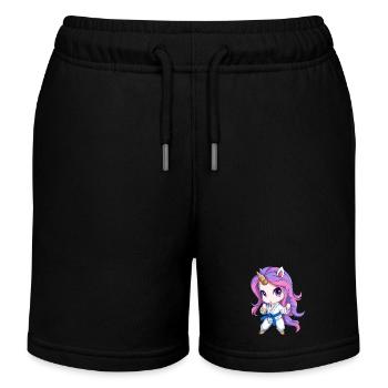 Combattant d’arts martiaux licorne, art mignon de style chibi - Short de jogging enfant bio Stanley/Stella - noir - Devant
