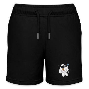 Astronaut with ice cream cone - Kids Organic Sweat Shorts by Stanley/Stella - black - Front
