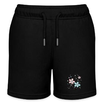 fleurs tendres en rose et turquoise - Short de jogging enfant bio Stanley/Stella - noir - Devant