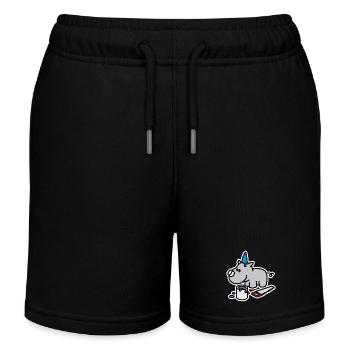 Funny RhinoCeros Birthday Party Hat Party Cute - Kids Organic Sweat Shorts by Stanley/Stella - black - Front