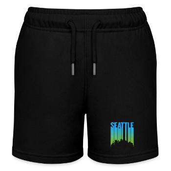 Seattle Neon Skyline Kunstdruck - Kinder Organic Joggingshorts Mini Bolter von Stanley/Stella - Schwarz - Vorne