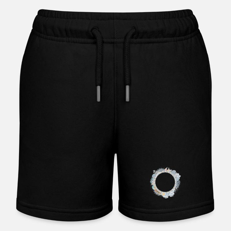 Cadre pastel maritime en look récif corallien - Short de jogging enfant bio Stanley/Stella - noir