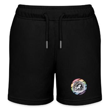 Niedliches Einhorn Regenbogen Scherenschnitt - Kinder Organic Joggingshorts Mini Bolter von Stanley/Stella - Schwarz - Vorne