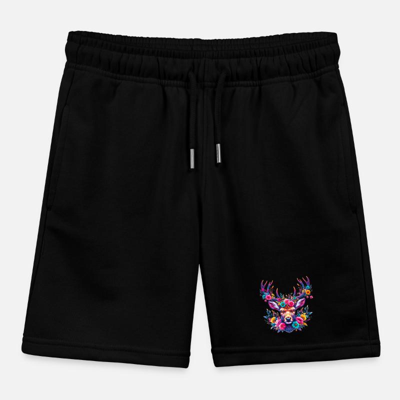Cerf décoré de fleurs Short de jogging enfant bio Stanley/Stella