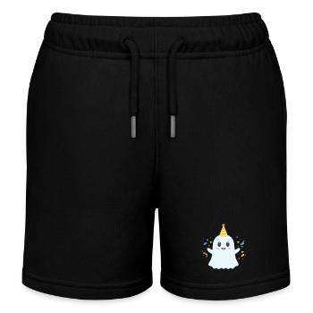 cute party ghost - Kids Organic Sweat Shorts by Stanley/Stella - black - Front