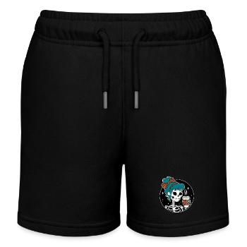 Funny Mexican Skeleton with Latte Coffee Halloween - Kids Organic Sweat Shorts by Stanley/Stella - black - Front