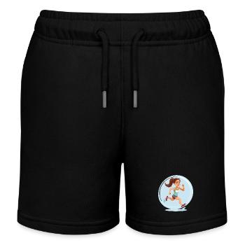 Runner in comic style - Kids Organic Sweat Shorts by Stanley/Stella - black - Front