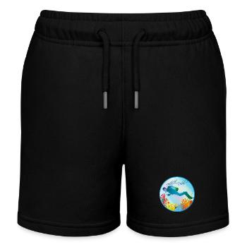 Taucher im bunten Korallenriff - Kinder Organic Joggingshorts Mini Bolter von Stanley/Stella - Schwarz - Vorne