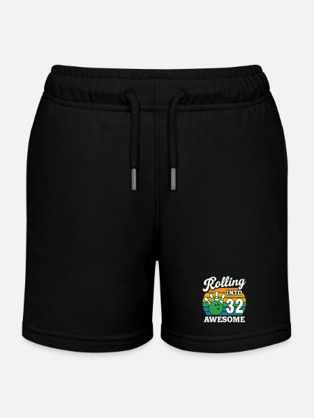 Retro Bowling 32e anniversaire Design - Short de jogging enfant bio Stanley/Stella - noir