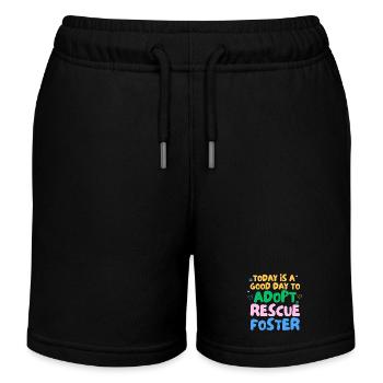 ADOPT DON'T SHOP - Kids Organic Sweat Shorts by Stanley/Stella - black - Front