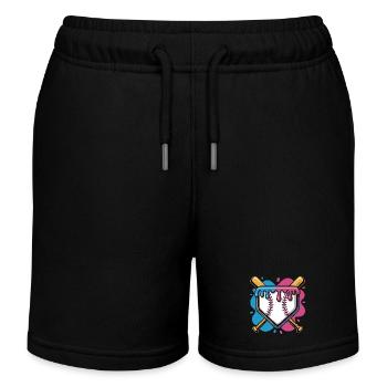 Baseball Home Plate Pink Blau Gekreuzte Schlaeger - Kinder Organic Joggingshorts Mini Bolter von Stanley/Stella - Schwarz - Vorne