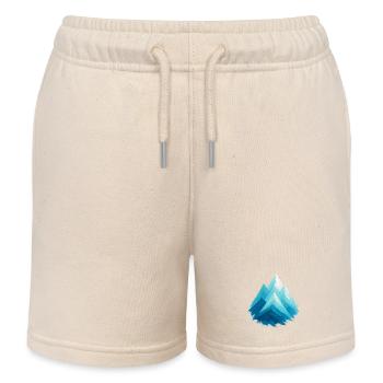 Sommets enneigés bleus aquarelle ski freeride - Short de jogging enfant bio Stanley/Stella - écru doux - Devant