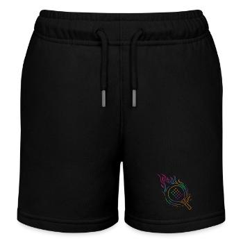 Padel mit flammendem Schläger Design - Kinder Organic Joggingshorts Mini Bolter von Stanley/Stella - Schwarz - Vorne