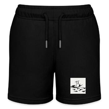 Nachtboot am Fluss - Kinder Organic Joggingshorts Mini Bolter von Stanley/Stella - Schwarz - Vorne