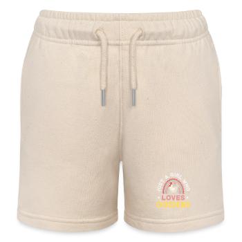 Girl Loving Chickens Rainbow - Short de jogging enfant bio Stanley/Stella - écru doux - Devant