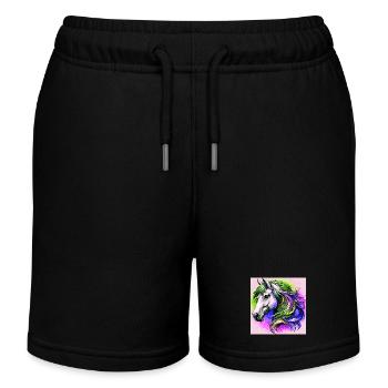 Pferd - Kinder Organic Joggingshorts Mini Bolter von Stanley/Stella - Schwarz - Vorne