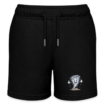 Motif météo tourbillonnant et tornade - Short de jogging enfant bio Stanley/Stella - noir - Devant