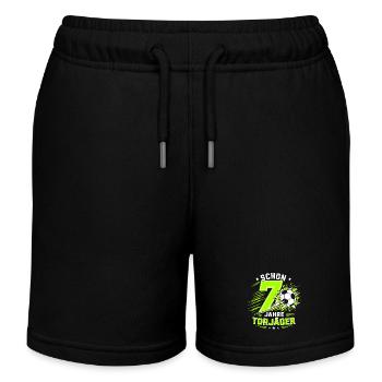 Schon 7 Jahre Torjäger – Fußball Geburtstag - Kinder Organic Joggingshorts Mini Bolter von Stanley/Stella - Schwarz - Vorne