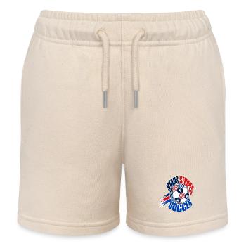 USA Soccer Fan 2026, Stars and Stripes Soccer Ball - Kids Organic Sweat Shorts by Stanley/Stella - soft Ecru - Front