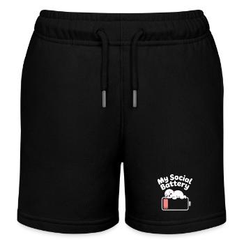 Social Battery Introvert Dead Battery Battery - Kids Organic Sweat Shorts by Stanley/Stella - black - Front