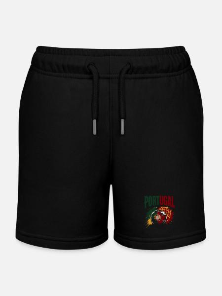 Portugal Fußball Fanshirt & Merch - Kinder Organic Joggingshorts Mini Bolter von Stanley/Stella - Schwarz