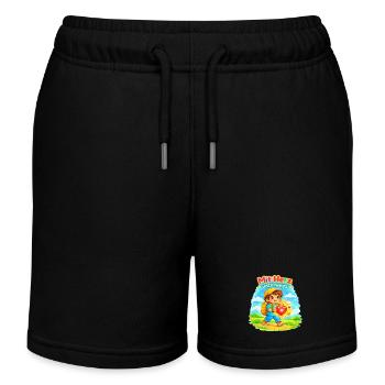  Mit Herz unterwegs - macht die Welt besser - Kinder Organic Joggingshorts Mini Bolter von Stanley/Stella - Schwarz - Vorne
