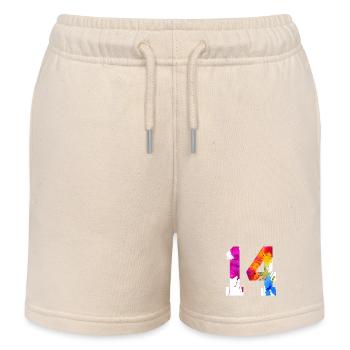 NUMMER 14 JAHRE ALT 14. GEBURTSTAG - Kinder Organic Joggingshorts Mini Bolter von Stanley/Stella - Natur - Vorne