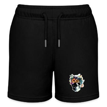 Menschlicher Schädel & Blumen 38 - Kinder Organic Joggingshorts Mini Bolter von Stanley/Stella - Schwarz - Vorne